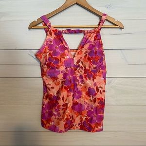 ALEX MARIE High Neck Halter Floral Tankini Top Small NEW
